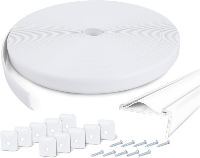 SoCiMa 1" RV Trim Molding Insert with Flat Metal End Caps, RV Screw Cover Trim, Vinyl RV Corner Molding, Weather Stripping Roof Gutter Trim Exterior for RV Camper Travel Trailer (White, 100FT - 1" Wide) - Image 1